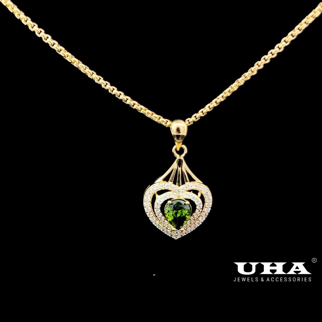 M1633 Mặt và dây chuyền đính đá CZ cao cấp thiết kế đá màu phong thủy sang trọng UHA