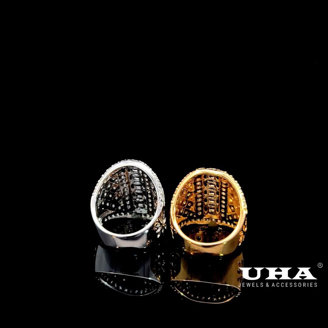 N1284 Nhẫn nữ thiết kế kiểu kim tiền đính đa sáng lấp lánh UHA Women