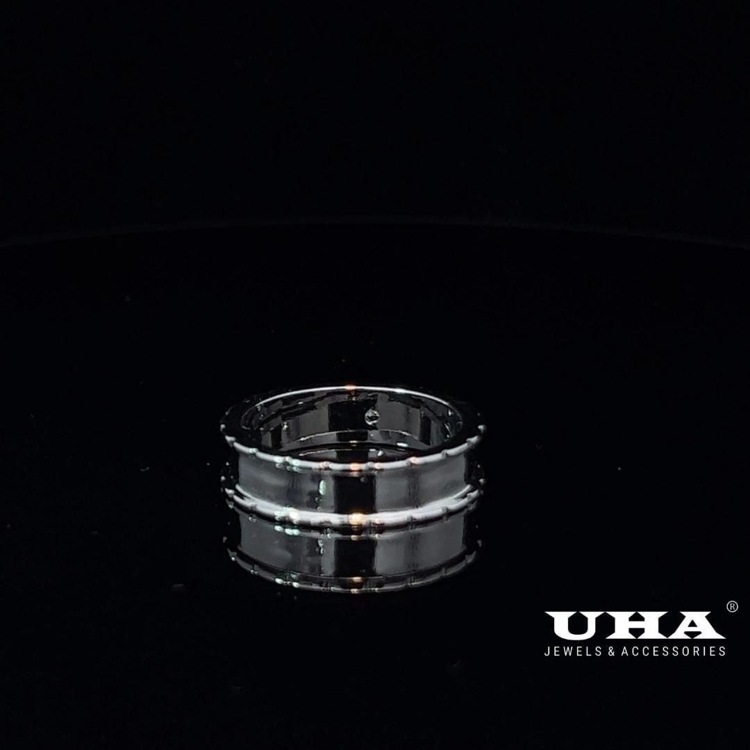 N1038 Nhẫn trơn Unisex đính đá CZ đơn giản, cao cấp-UHA Women