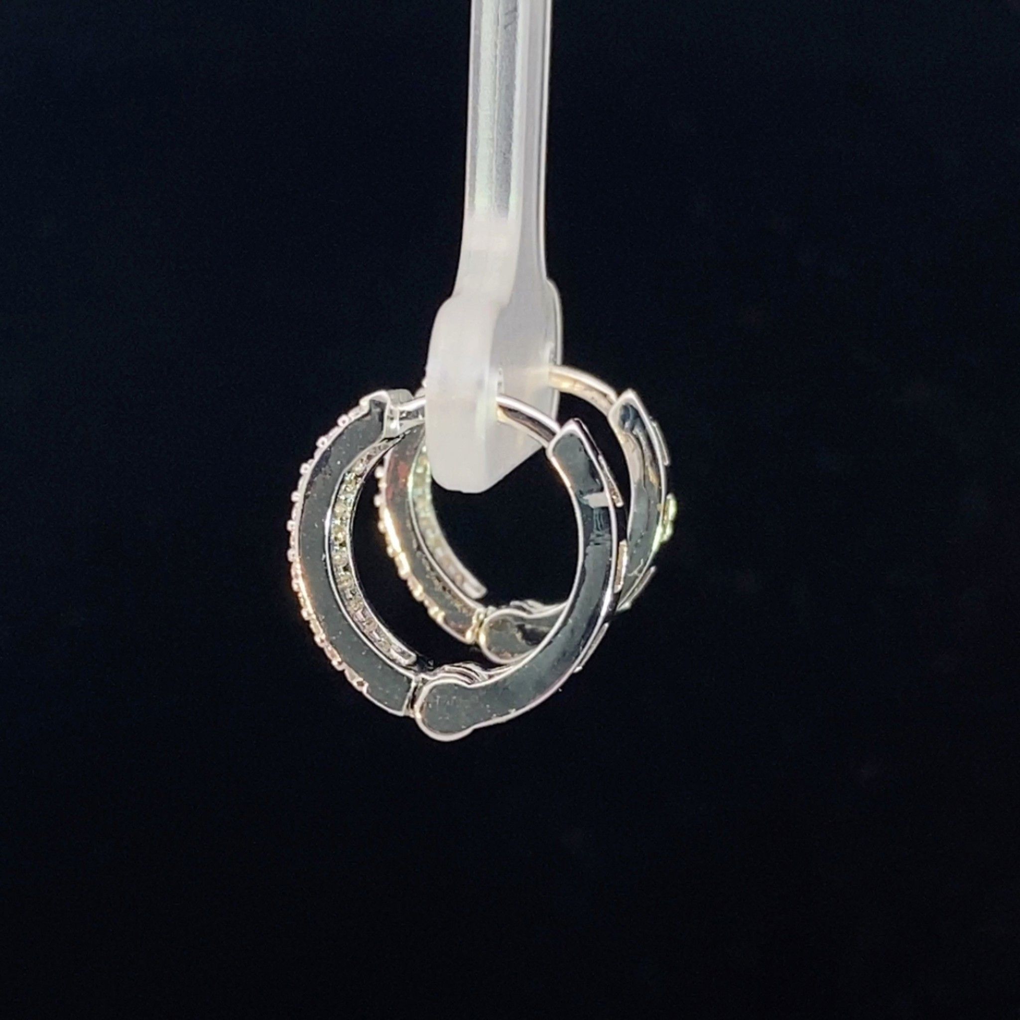 B1536-Bông tai khoen đính đá CZ bền màu cao cấp Women