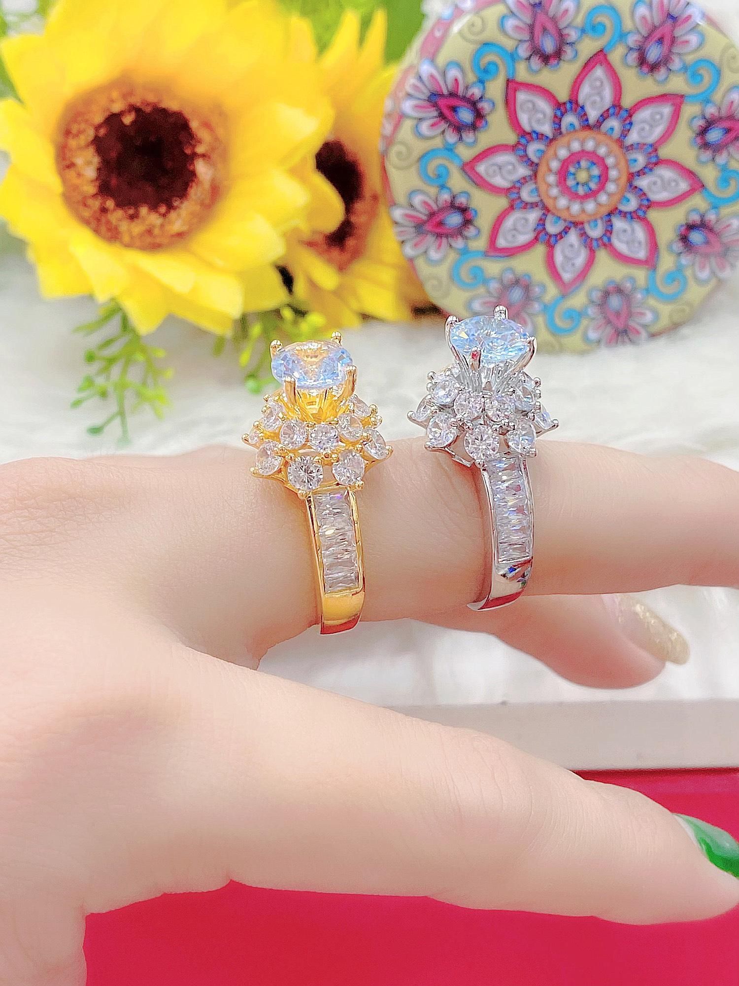 N655 - Nhẫn nữ đính  đá CZ cao cấp- vàng trắng sang trọng