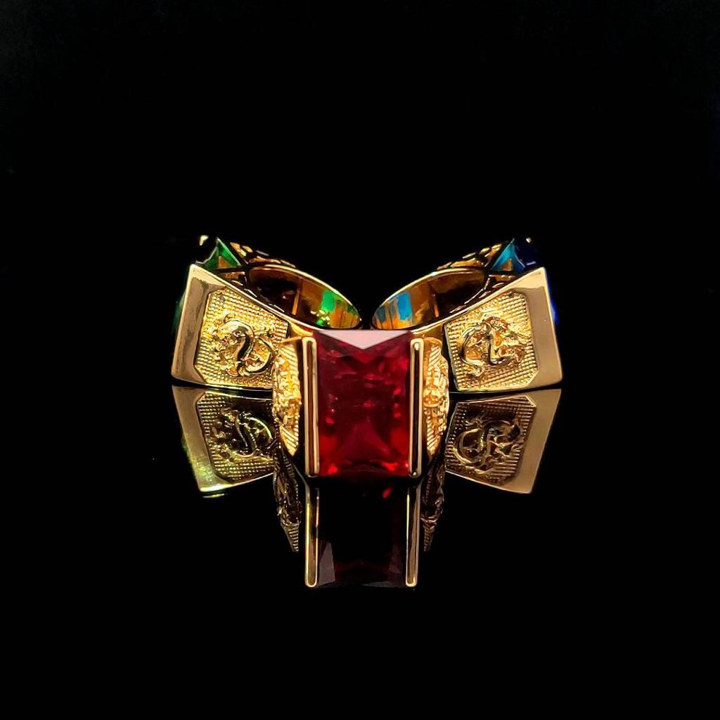 Nhẫn 81 Xi Mặt Chữ Nhật Phong Thủy Đá Màu N81