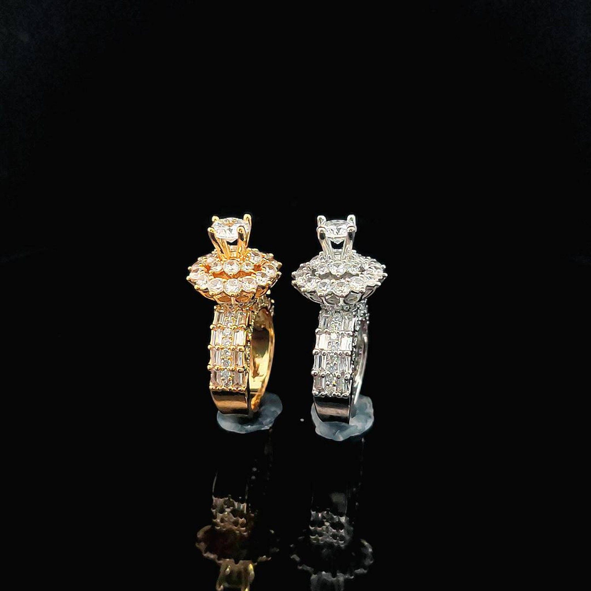 N1118 Nhẫn nữ đính chấu hột cao đá CZ cao cấp sáng lấp lánh Women  Móc Chìa Khoá