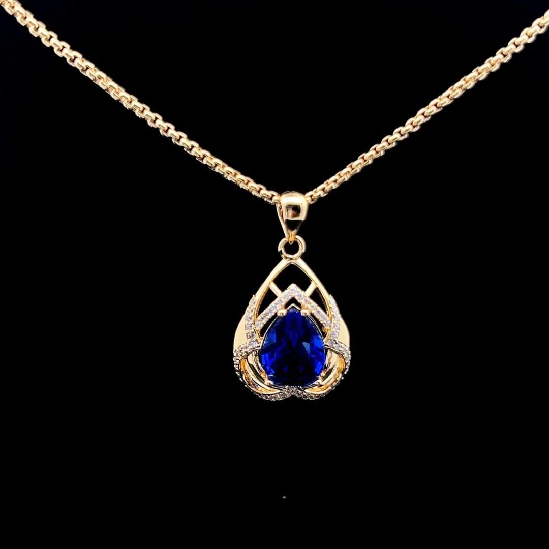 M1626 Mặt và dây chuyền đình đá màu phong thủy cao cấp sang trọng tinh tế UHA