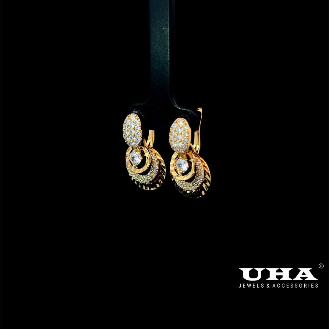 B1577 Bông tai nữ đính đá CZ cao cấp, thiết kế tinh tế sang tọng UHA- TẶNG KÈM HỘP