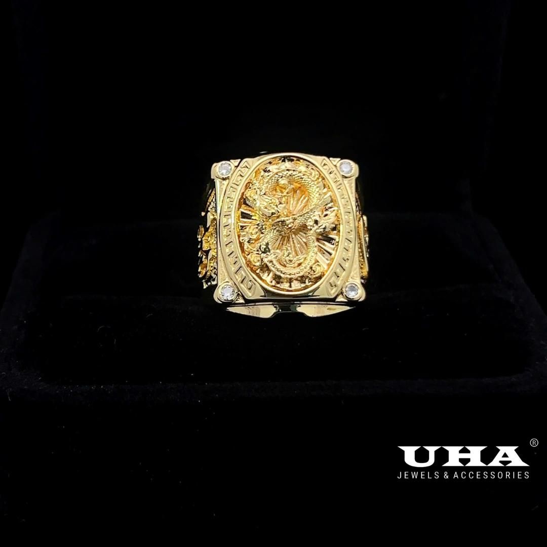 N1185 Nhẫn nam thiết kế hình rồng (chữ PHÚ QUÝ) trọng tinh tế UHA