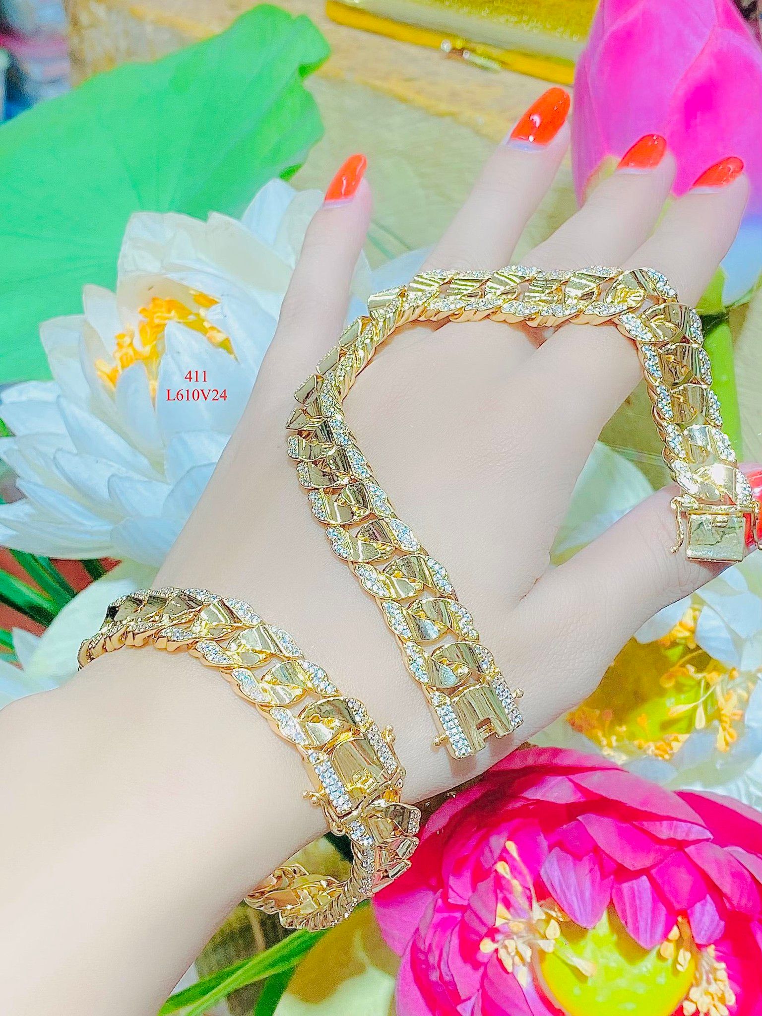 L610 Lắc tay unisex lắc khoen lật thiết kế sang trọng UHA (cắt mắt lắc dược) Phụ Kiện