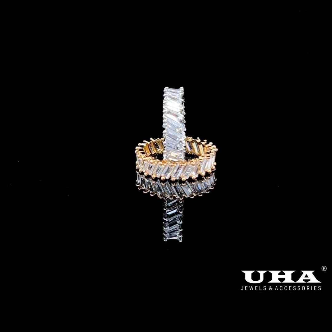 Nhẫn Unisex N1278 đính đá bagutte cao cấp sáng lấp lánh UHA