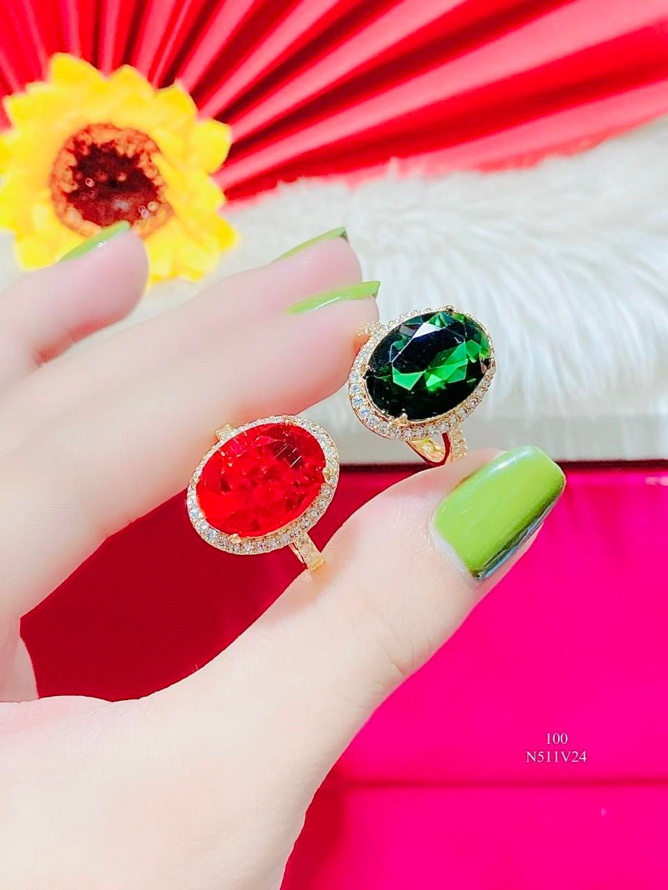N511 Nhẫn nữ UHA đá trà  đính đá CZ  cao cấp bền màu