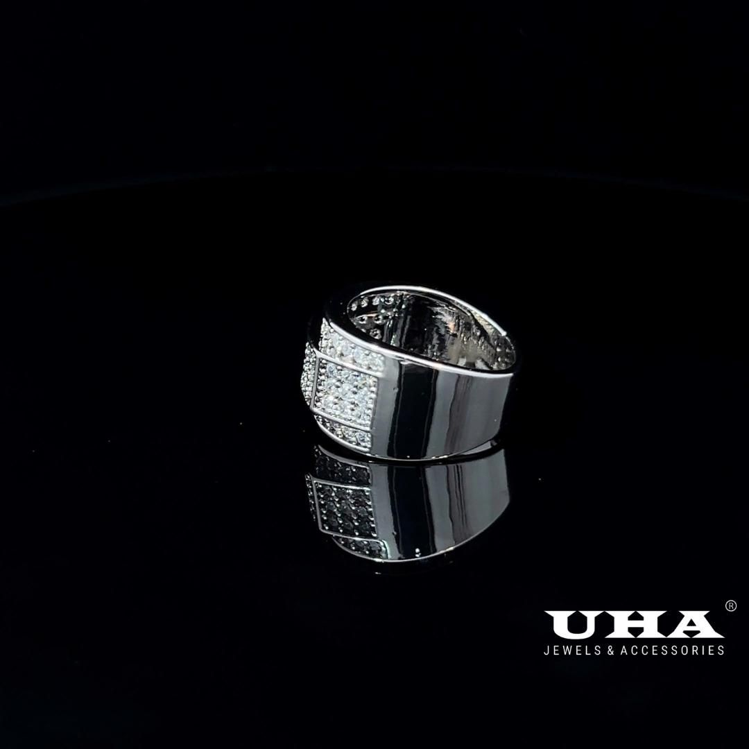 N702 Nhẫn nam đính đá tấm cao cấp sáng lấp lánh UHA Nhẫn