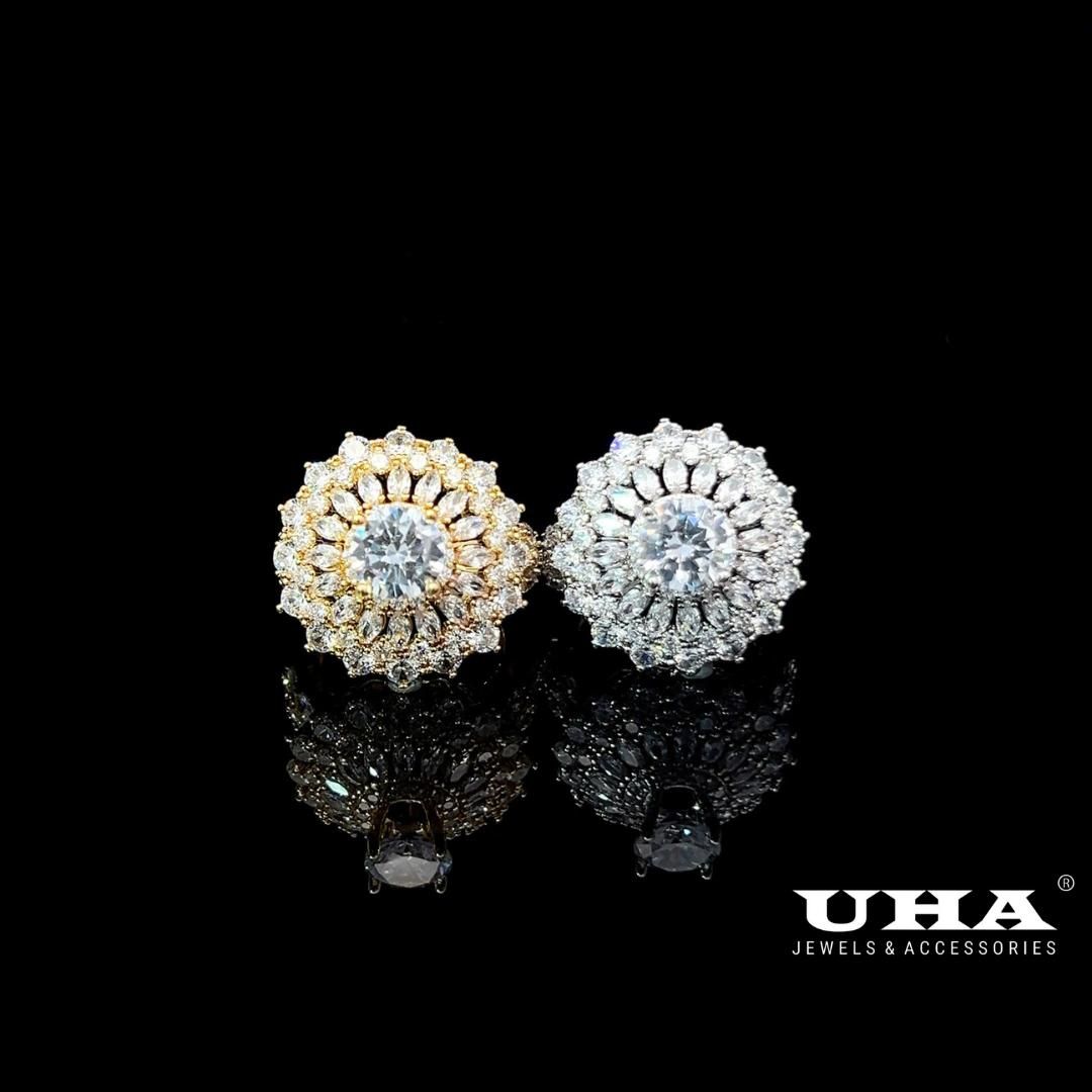 N663 Nhẫn nữ đính đá bagutte cao cấp sáng lấp lánh UHA Women