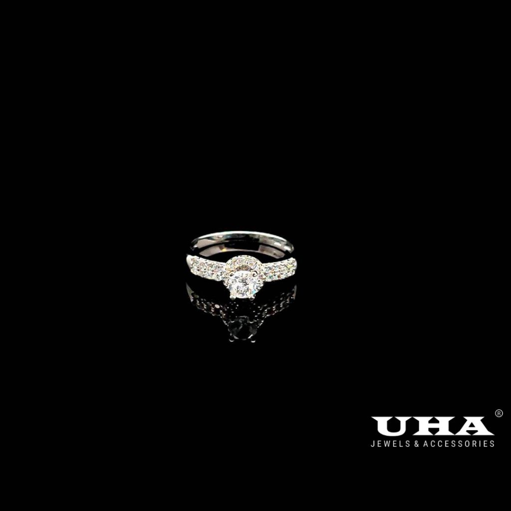 Nhẫn nữ UHA mạ vàng 18k , xi kim đính đá CZ - Trang Sức UHA N846