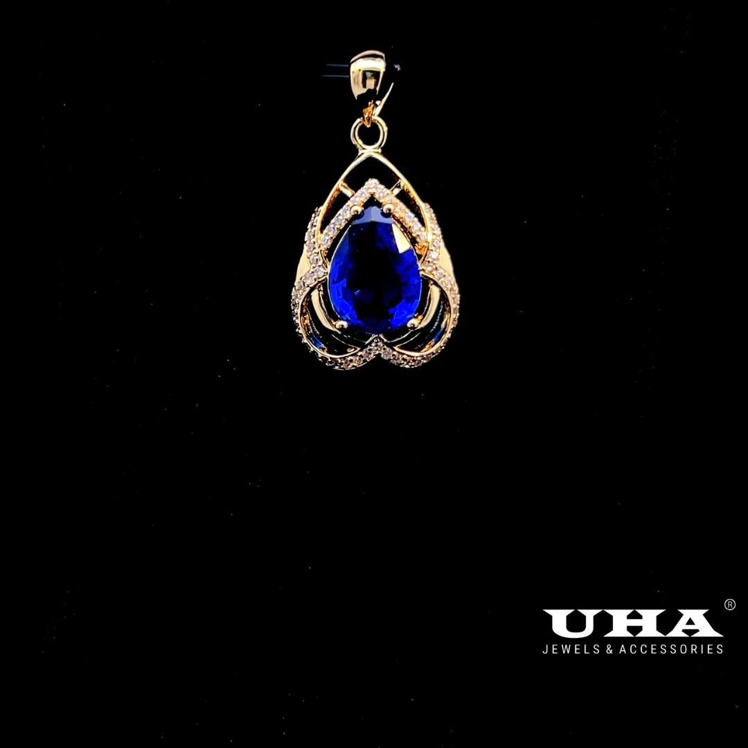 M1626 Mặt và dây chuyền đình đá màu phong thủy cao cấp sang trọng tinh tế UHA