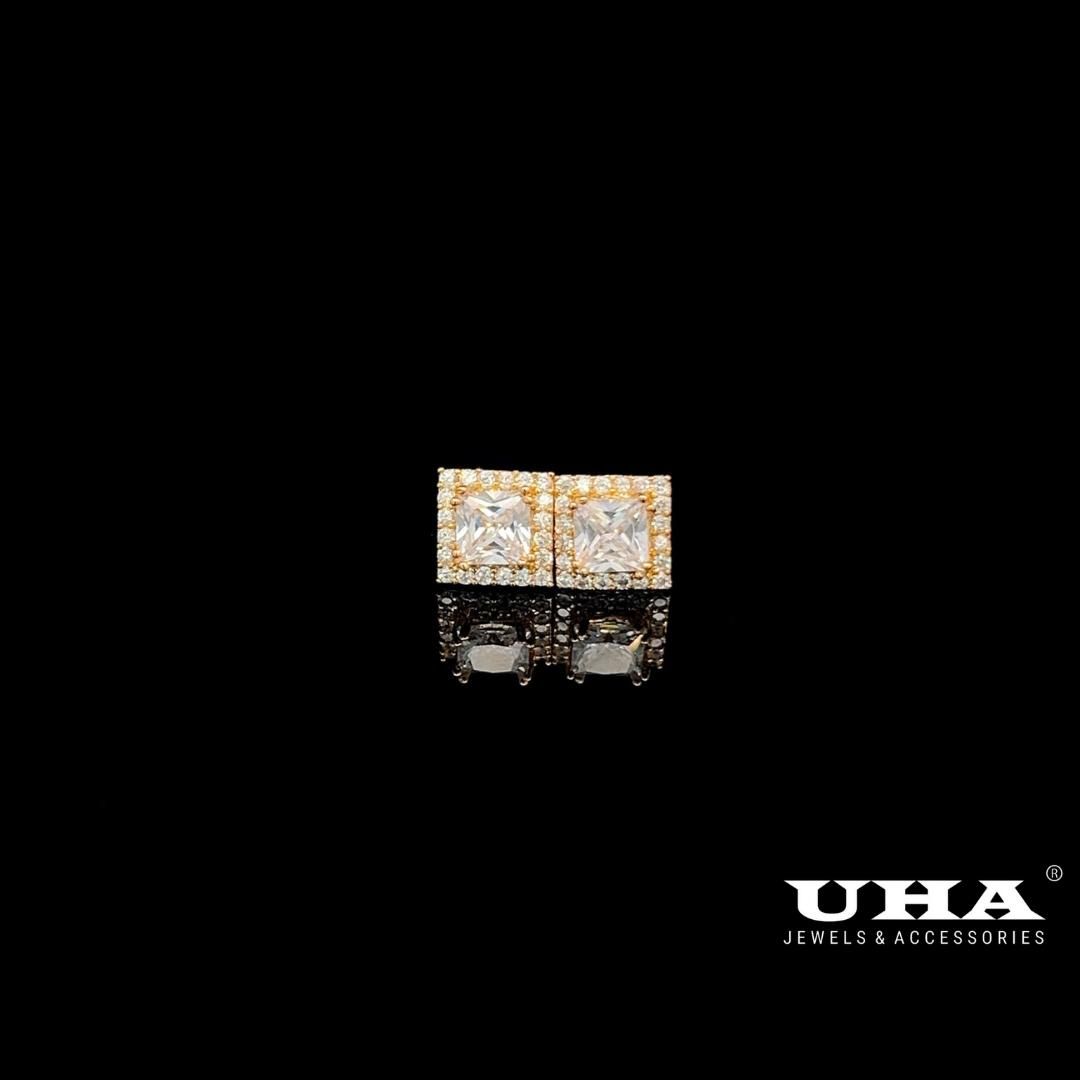 B1080 Bông tai nữ hột vuông đính đá CZ cao cáp sáng lấp lánh UHA