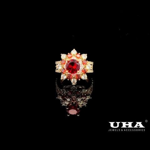 N559 Nhẫn nữ đính đá màu phong thủy cao cấp sáng lấp lánh UHA Women