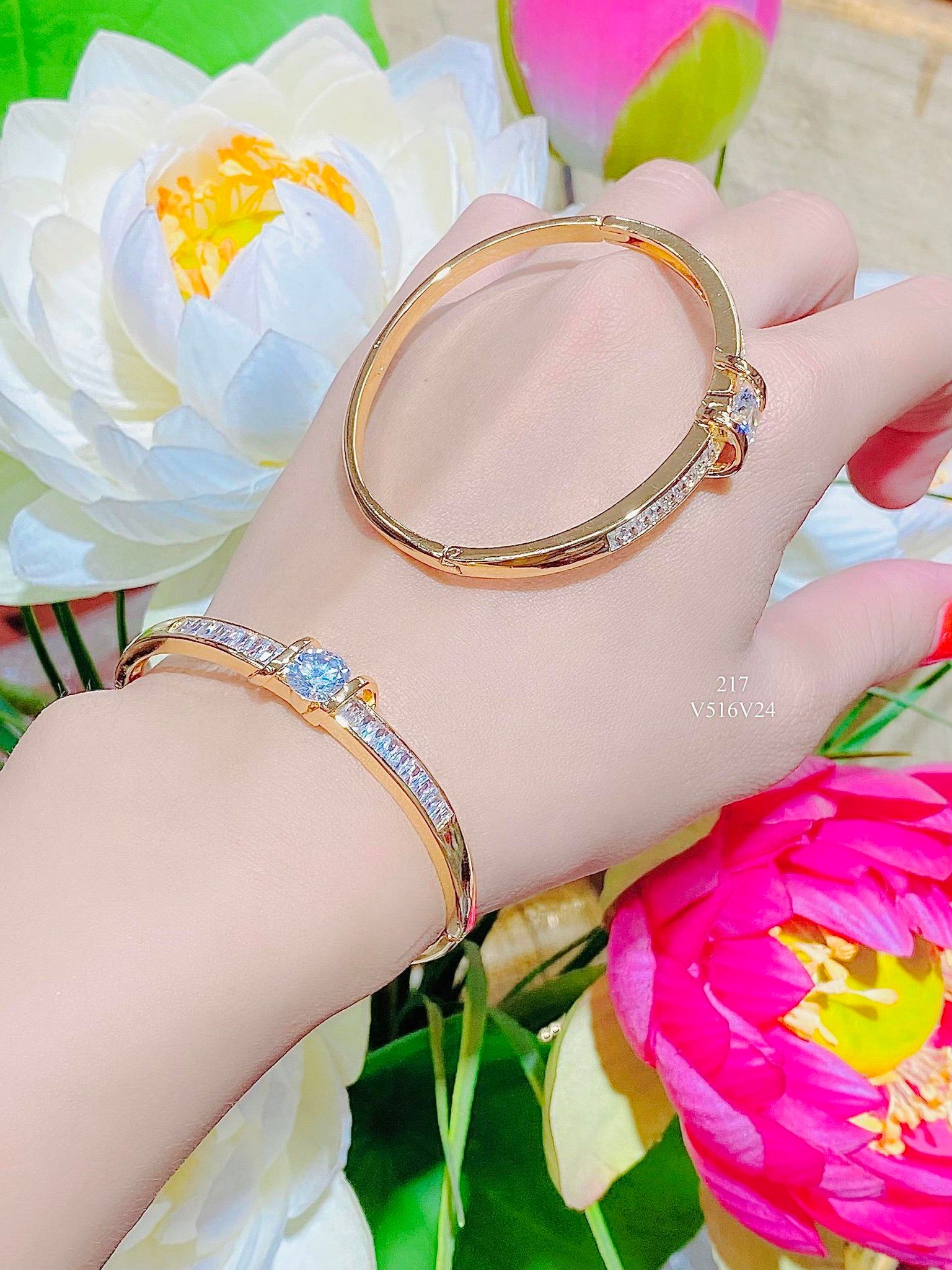 V516 Vòng tay nữ đính đá CZ cao cấp sáng lấp lánh Phụ Kiện