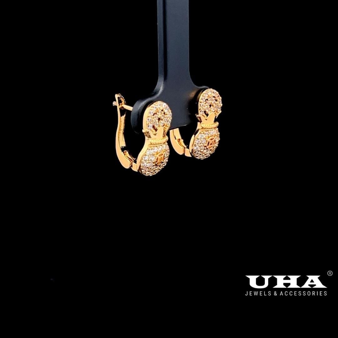 B1644 Bông tai nữ thiết kế kiểu túi $ đính đá sáng lấp lánh UHA- TẶNG KÈM HỘP Women Hoa Tai