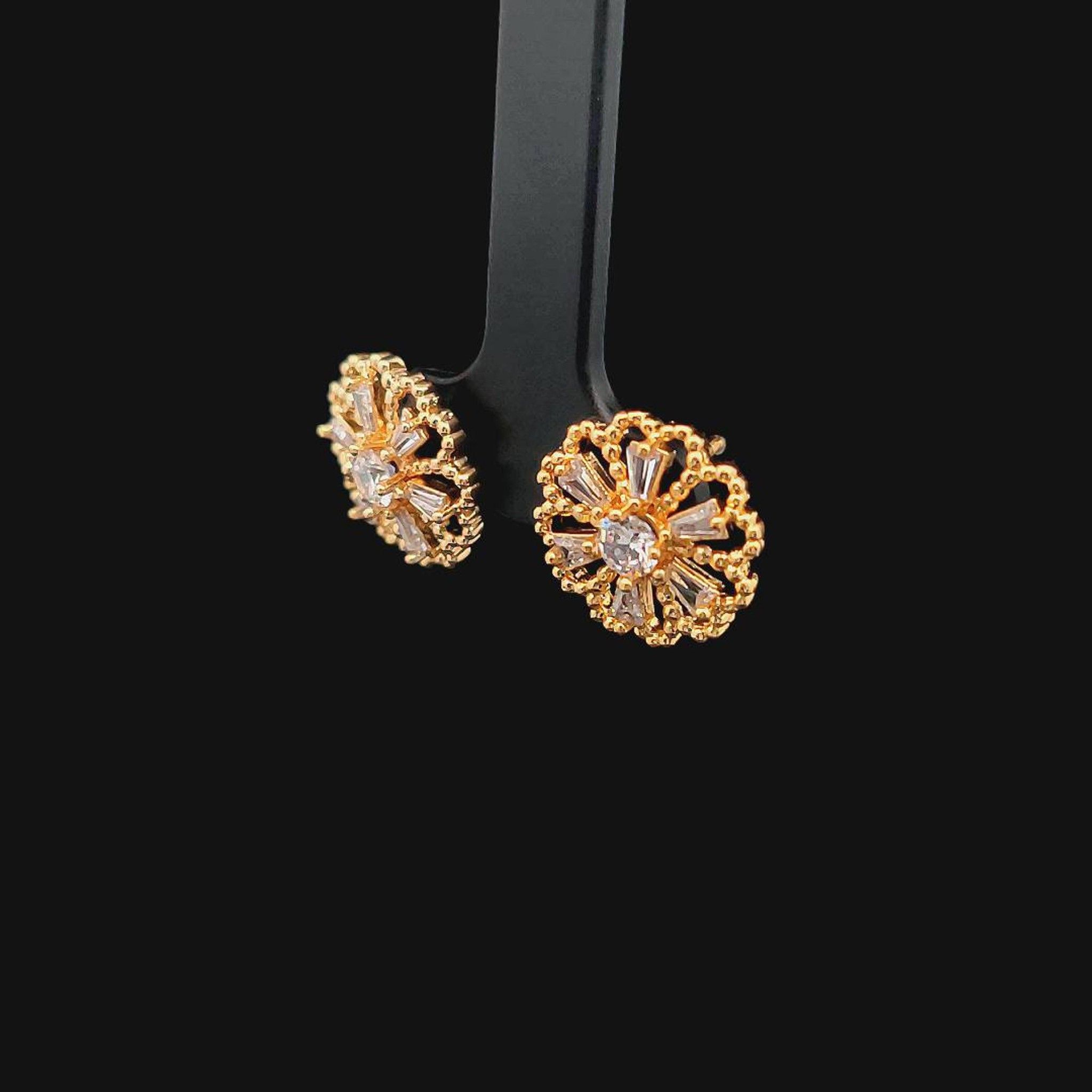 B1343 Bông tai nữ kiểu hoa đính đá bagutte sáng lấp lánh UHA Hoa Tai Khuyên Tai Women