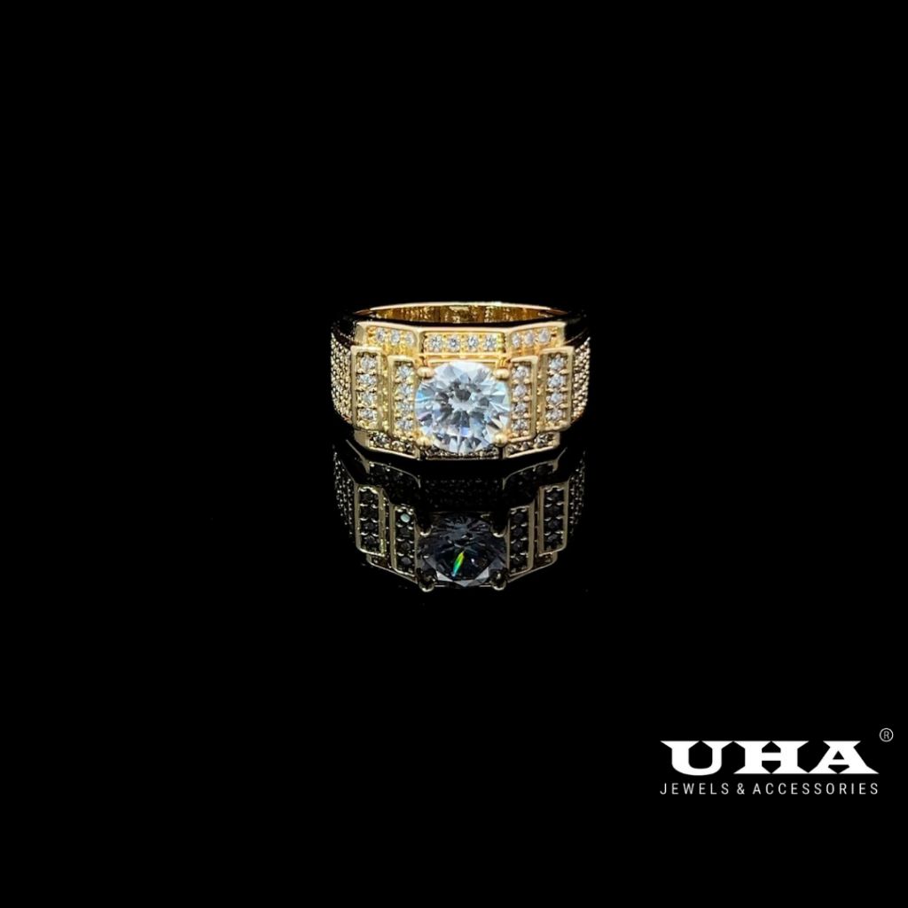 N100 Nhẫn nam mạ đính đá CZ cao cấp, phong cách sang trọng UHA