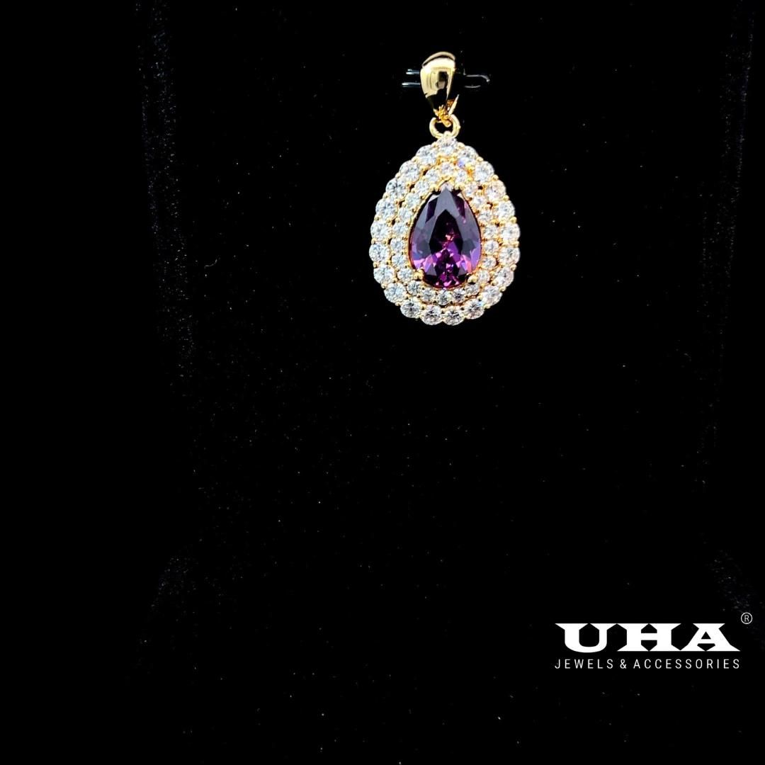 M1628 Mặt và dây chuyền đính đá màu phong thủy thiết kế sang trọng UHA Women Trang Sức Jewelry