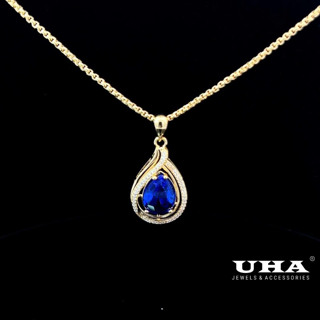 M1630 Mặt và dây chuyền đình đá màu phong thủy cao cấp sang trọng tinh tế UHA Women Trang Sức Jewelry