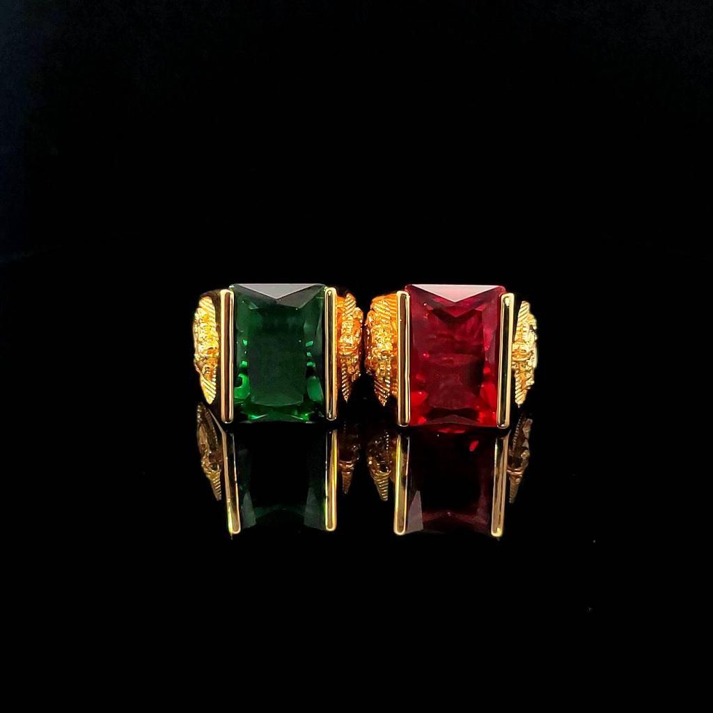 Nhẫn 81 Xi Mặt Chữ Nhật Phong Thủy Đá Màu N81