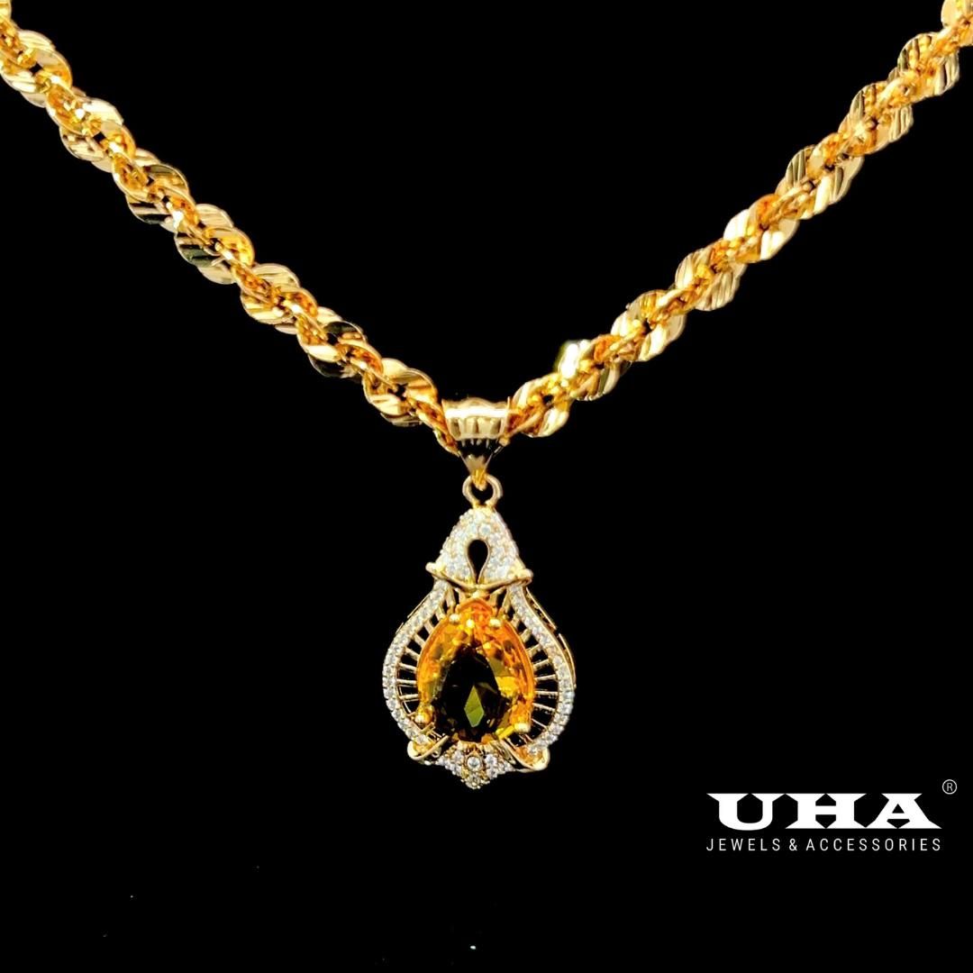 M1627 Mặt và dây chuyền đính dá CZ cao cấp thiết kế đá màu phong thủy sang trọng UHA