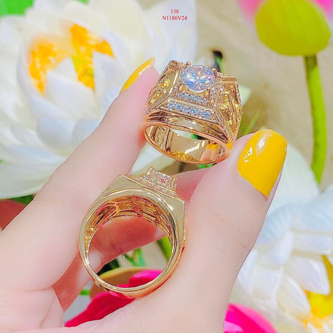 N1186 Nhẫn nam có lót lòng đính đá CZ cao cấp thiết kế sang trọng  UHA