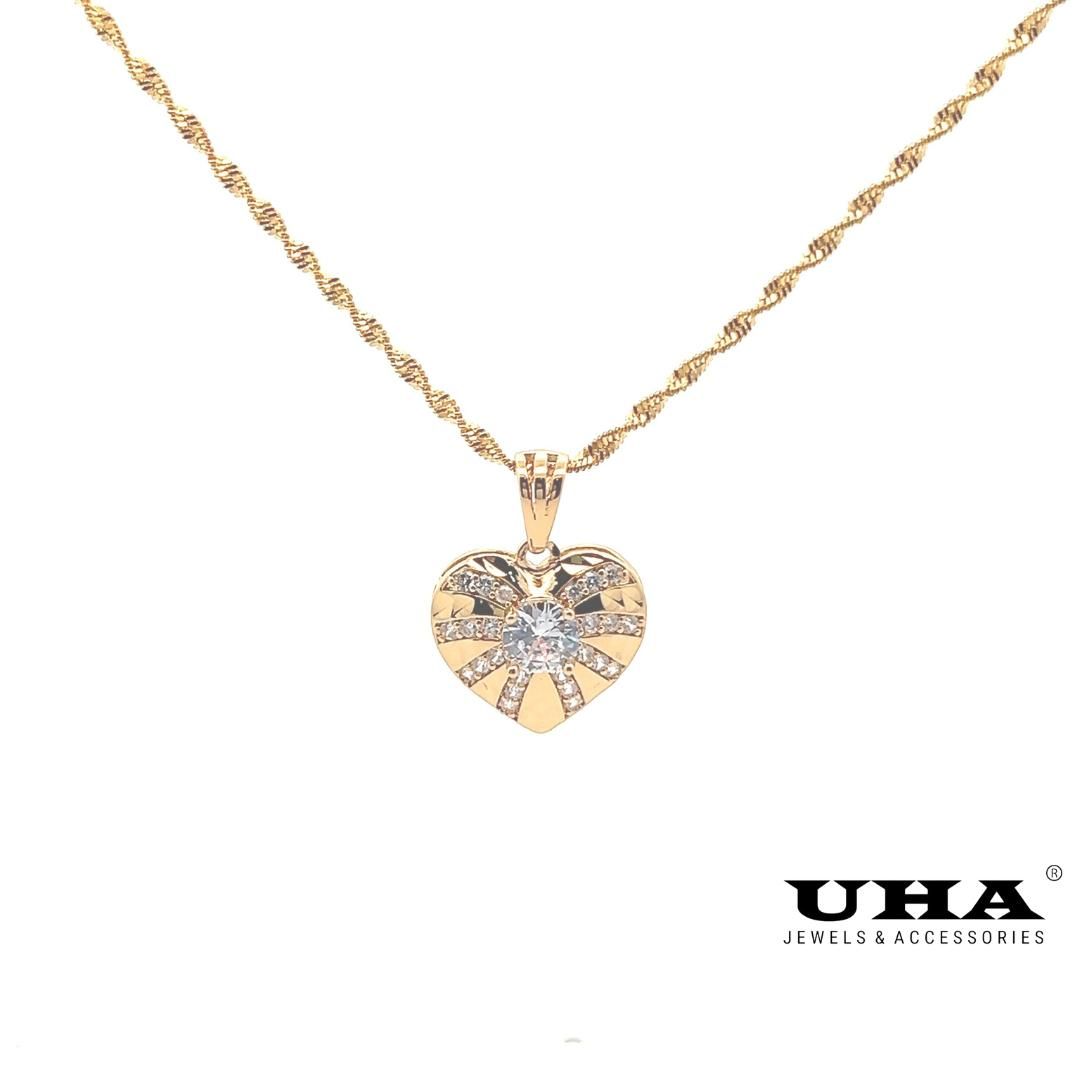 M592 Mặt và Dây chuyền thiết kế hình trái tim trẻ trung UHA Chain Trang Sức