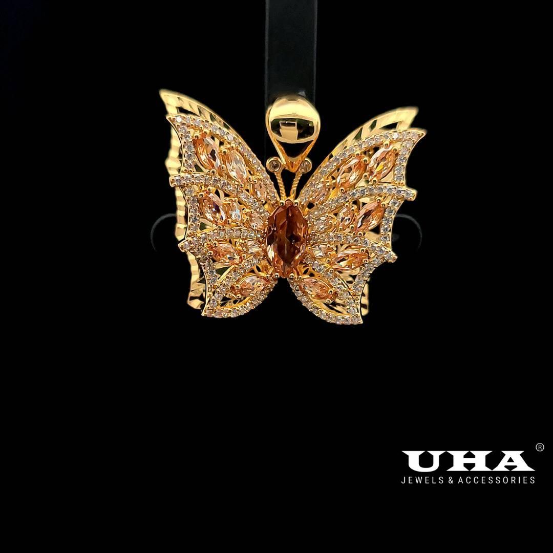 M1573 Mặt dây chuyền nữ kiểu cánh bướm đính đá màu phong thủy siêu xinh UHA