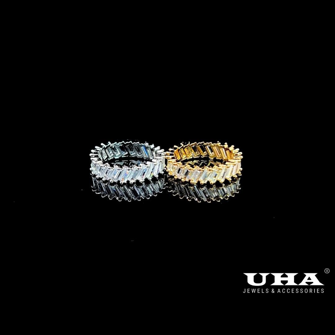 Nhẫn Unisex N1278 đính đá bagutte cao cấp sáng lấp lánh UHA