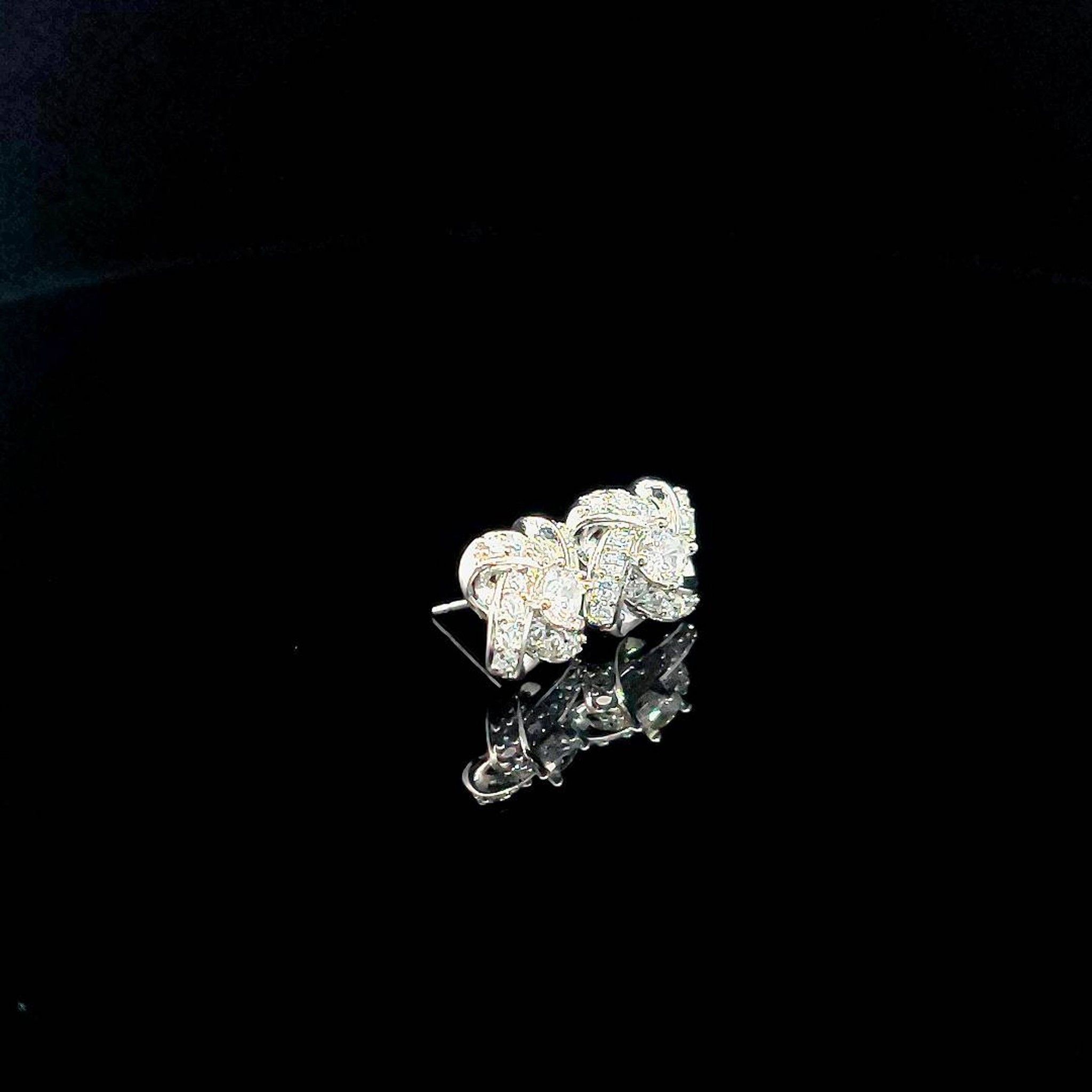 B1473 Bông tai nữ kiểu nơ đính đá CZ sáng lấp lánh UHA Women Hoa Tai Voan Voi