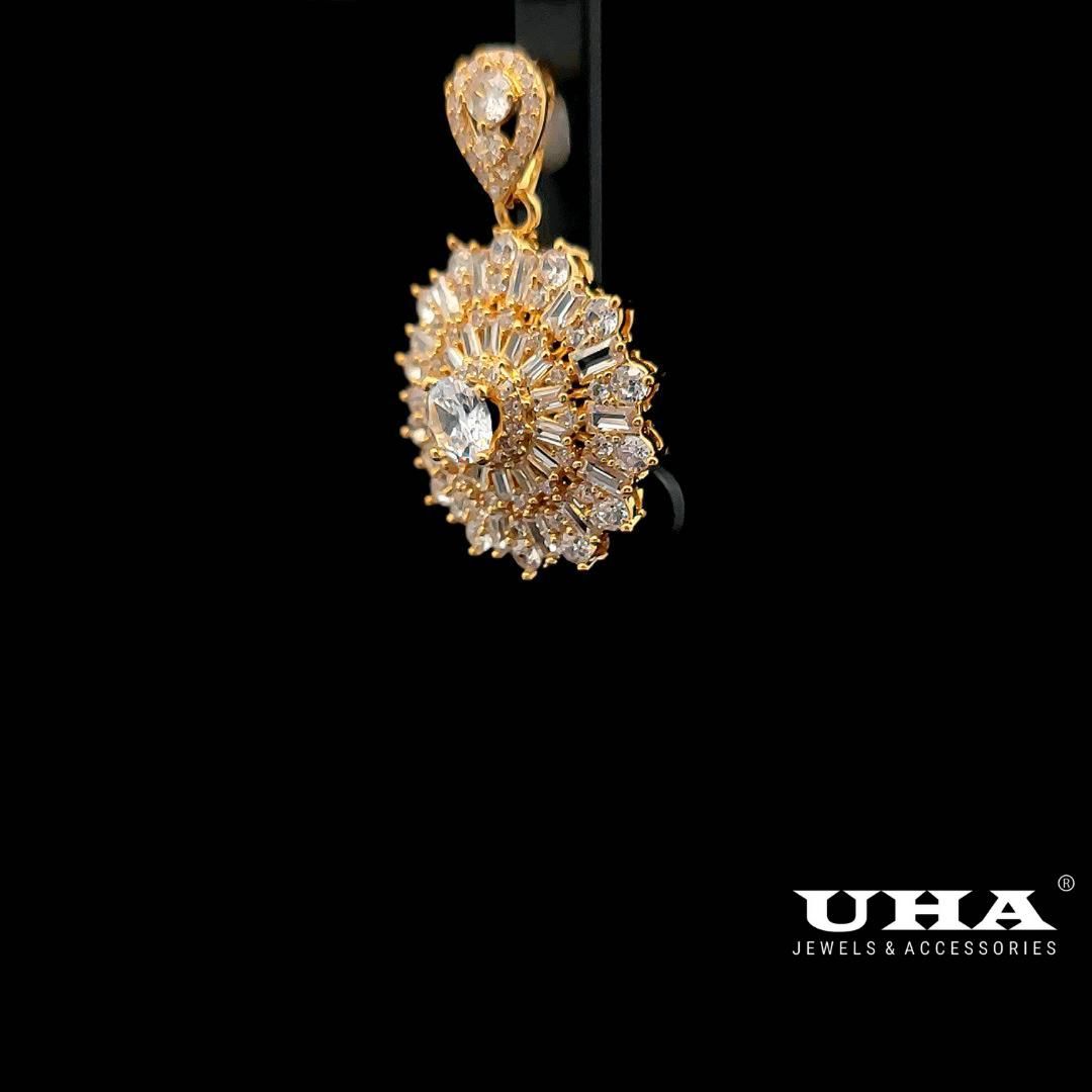 M1610 Mặt và dây chuyền nữ đính đá bagutte CZ cao cấp siêu xinh-UHA