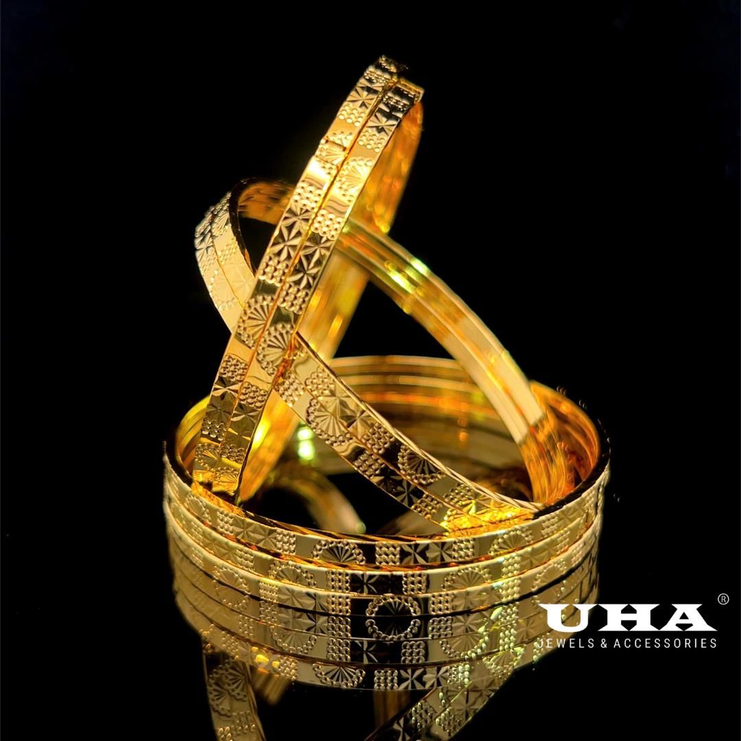 Vòng ximen nữ KV19 thiết kế khắc hoa văn bản vuông 2li rưỡi mạ vàng UHA Phụ Kiện