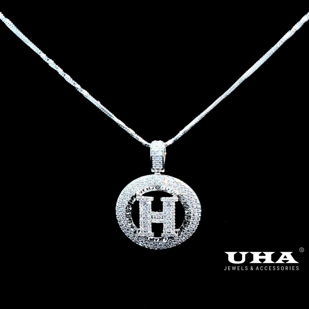 M1439 Mặt và chuyền nữ chữ H đính đá bagutte cao cấp sáng lấp alnhs UHA Women