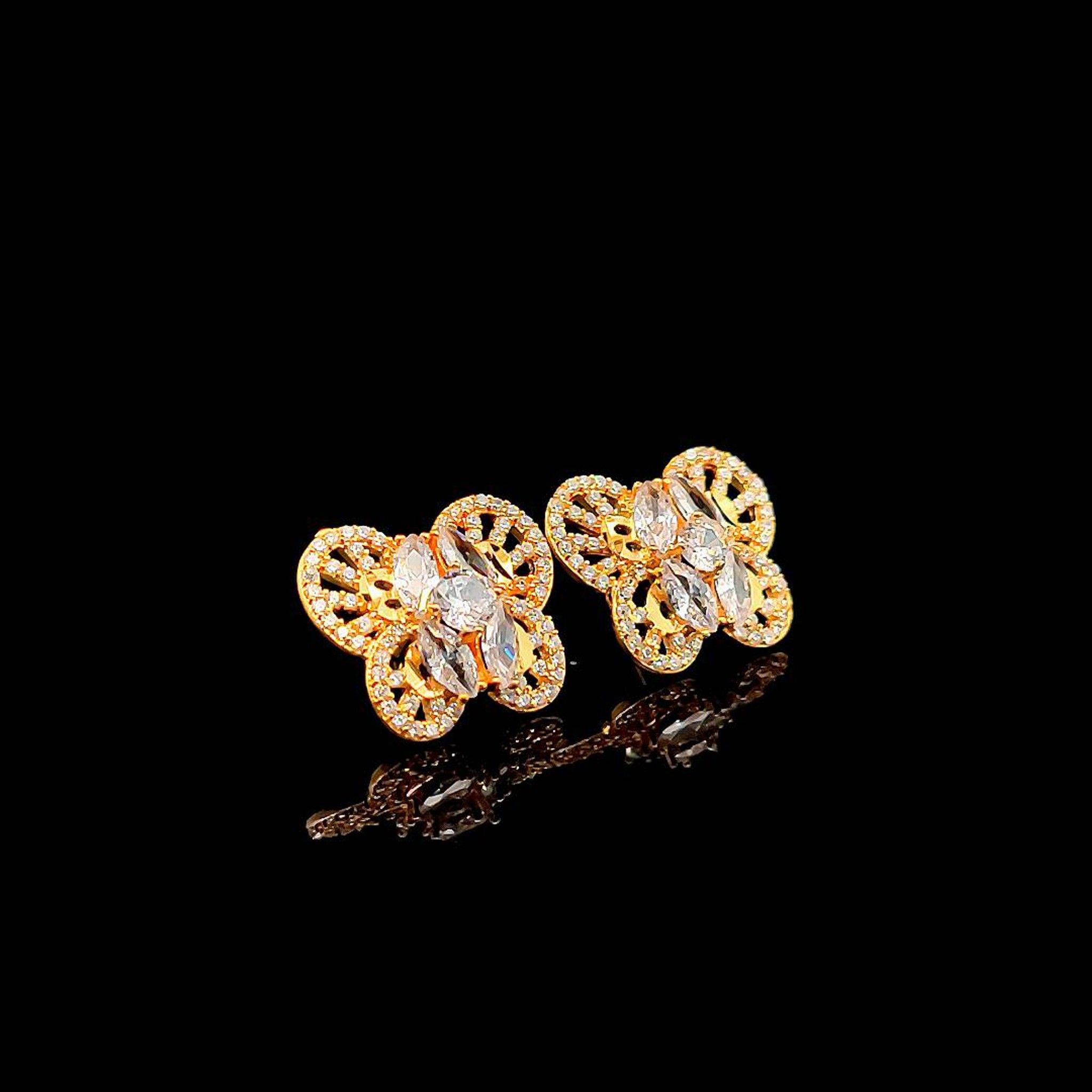 B1082154 Bông tai con bướm kiểu dáng đính đá baguette siêu xinh Women