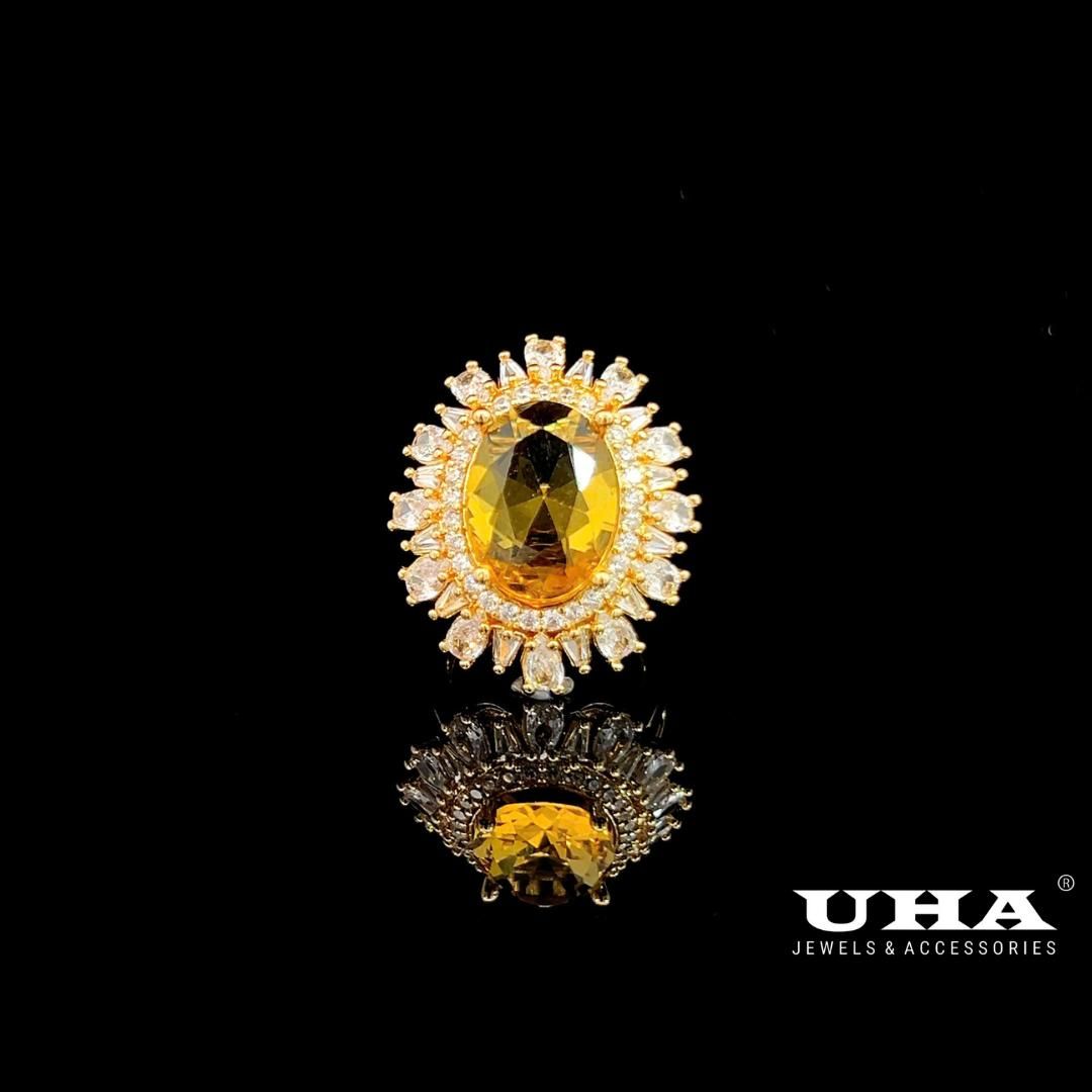 N906 Nhẫn nữ đính đá màu phong thủy cao cấp sáng lấp lánh UHA