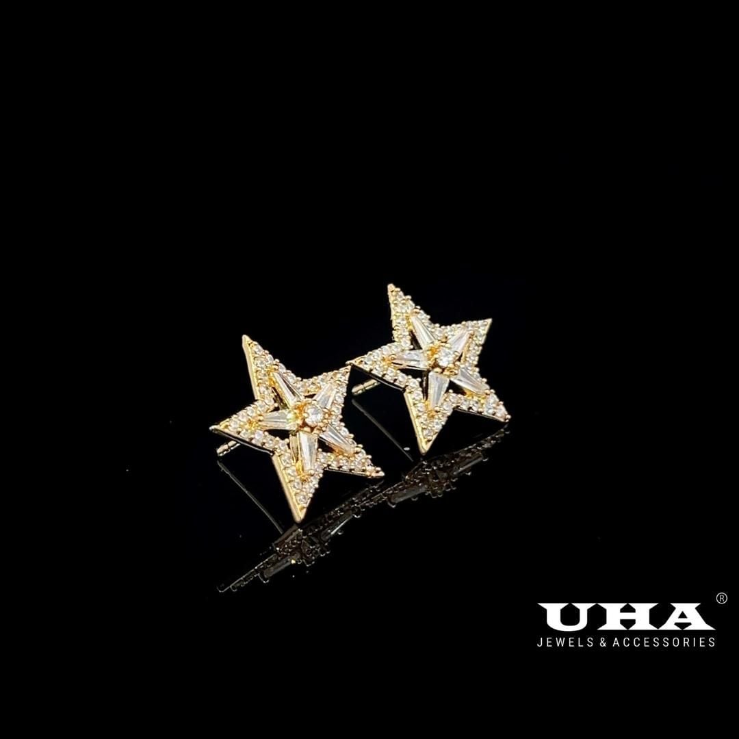 B992 Bông tai nữ thiết kế hình ngôi sao, đính đá bagutte cao cấp sáng lấp lánh UHA-TẶNG KÈM HỘP ĐỰNG