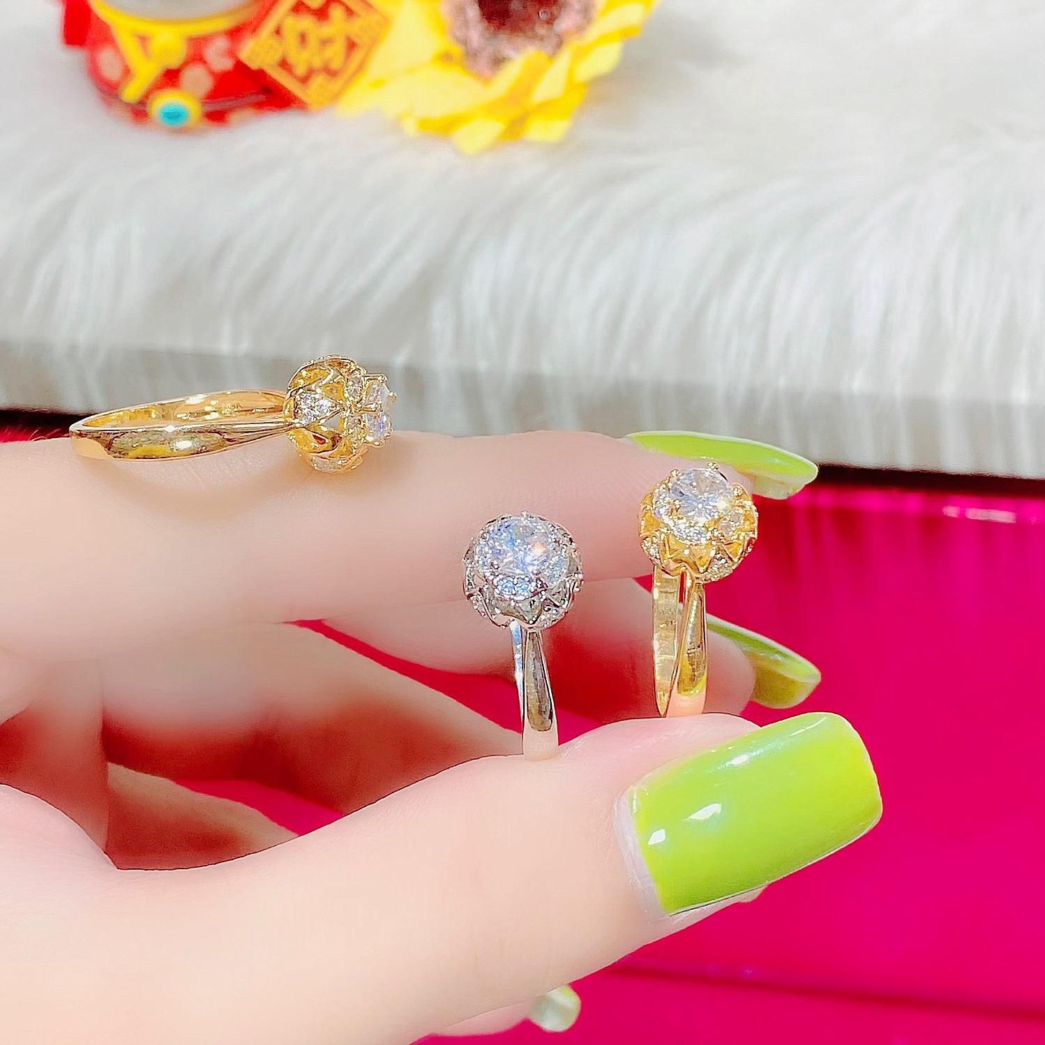 N1050-Nhẫn nữ đính đá tròn CZ cao cấp sáng lấp lánh-uha Women