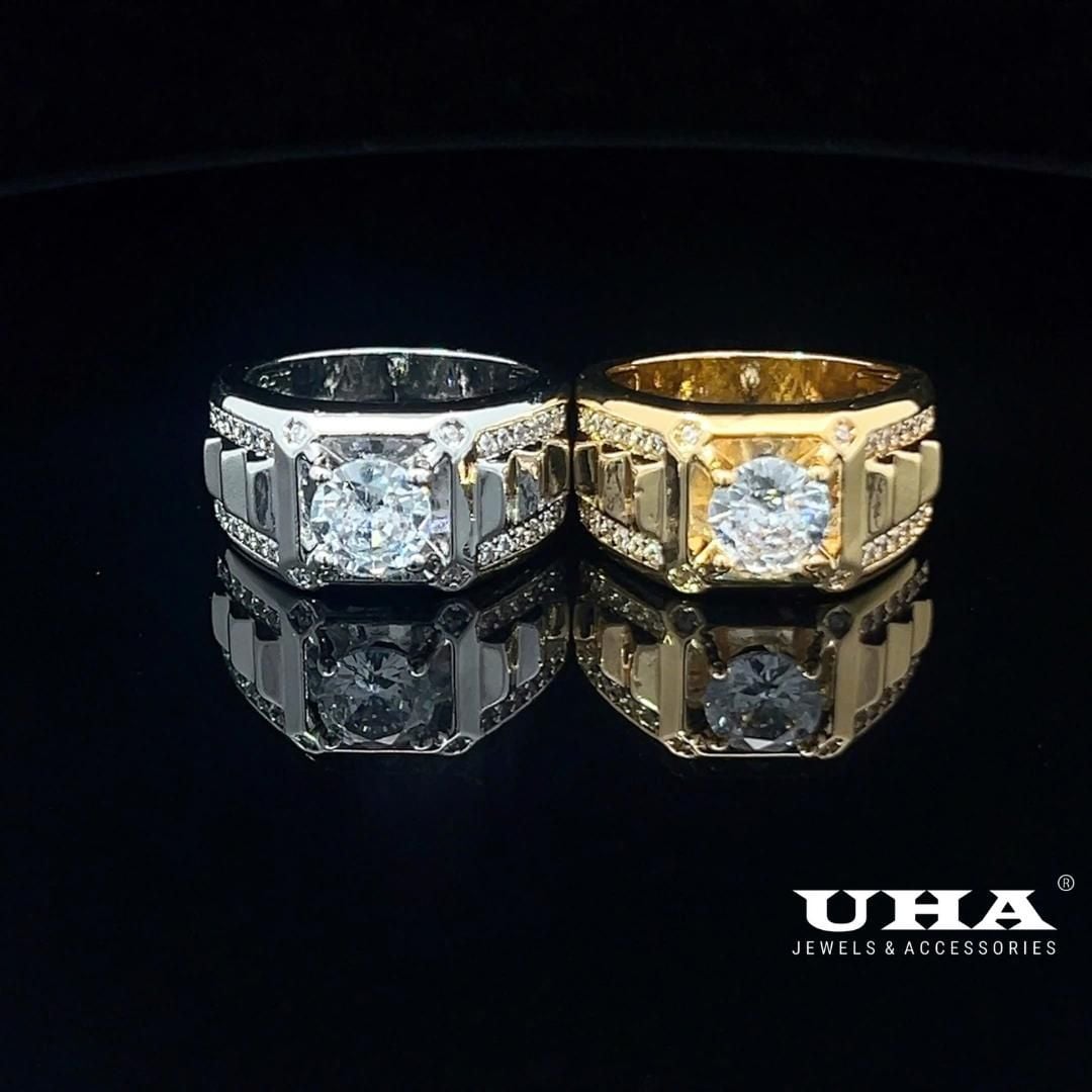 N1229 Nhẫn nam có lót lòng đính đá CZ cao cấp thiết kế sang trọng UHA