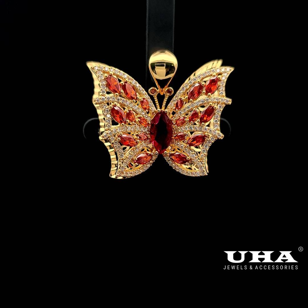 M1573 Mặt dây chuyền nữ kiểu cánh bướm đính đá màu phong thủy siêu xinh UHA