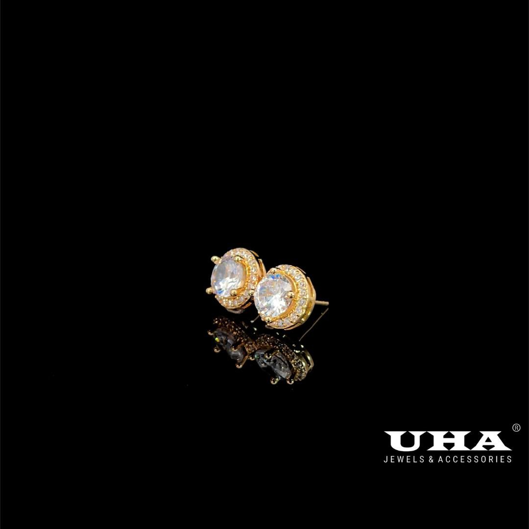 B1668 Bông tai nụ nữ đính đá cz cao cấp sáng lấp lánh UHA Women Khuyên Tai Hoa Tai
