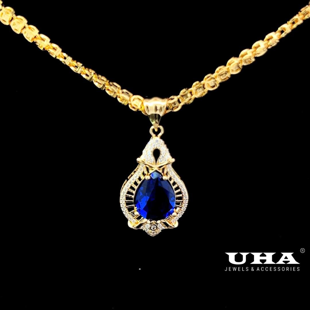 M1627 Mặt và dây chuyền đính dá CZ cao cấp thiết kế đá màu phong thủy sang trọng UHA