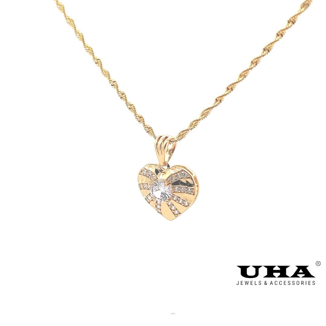 M592 Mặt và Dây chuyền thiết kế hình trái tim trẻ trung UHA Chain Trang Sức