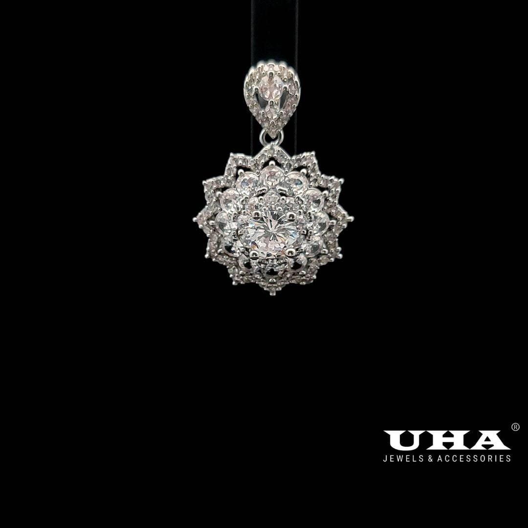 M1598 Mặt VÀ dây chuyền nữ đính đá bagutte CZ cao cấp sáng lấp lánh UHA Women