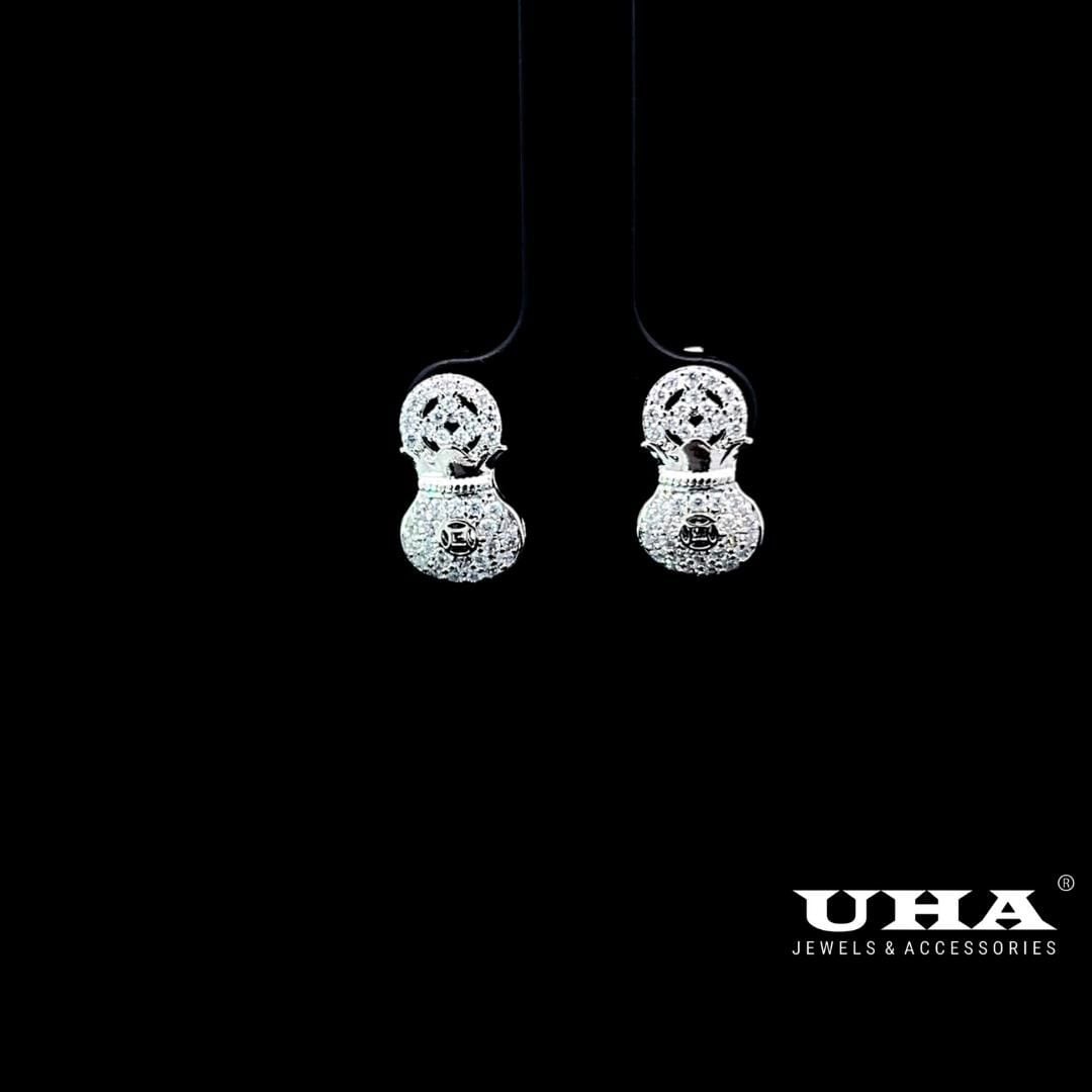 B1644 Bông tai nữ thiết kế kiểu túi $ đính đá sáng lấp lánh UHA- TẶNG KÈM HỘP Women Hoa Tai