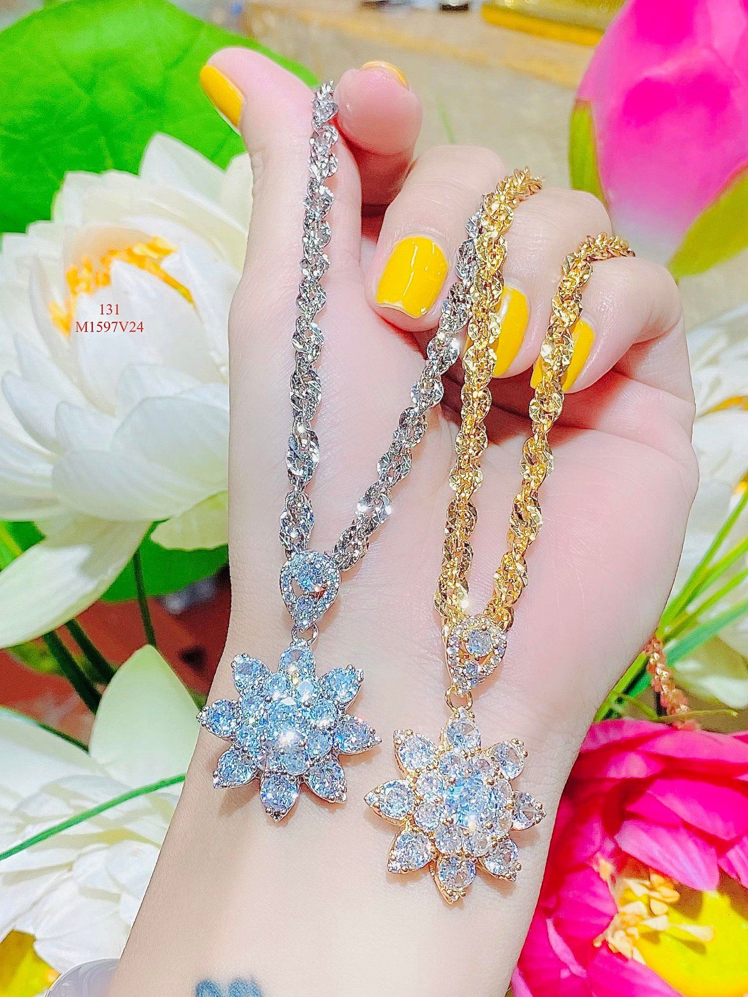 M1597 Mặt kèm dây chuyền nữ dính đá CZ cao cấp sáng lấp lánh Dây Chuyền Women Jewelry Chain