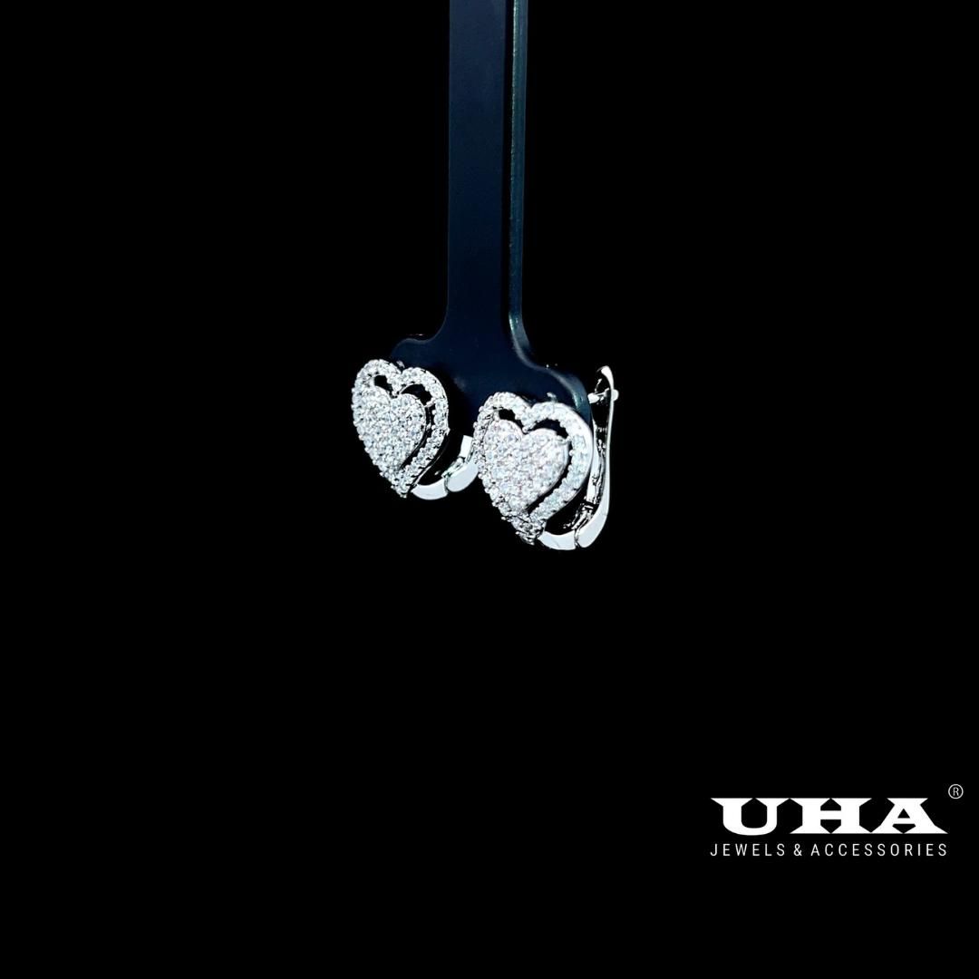 B1651 Bông tai nữ thiết kế kiểu trái tim đính đá sáng lấp lánh -TẶNG KÈM HỘP ĐỰNG Women Hoa Tai