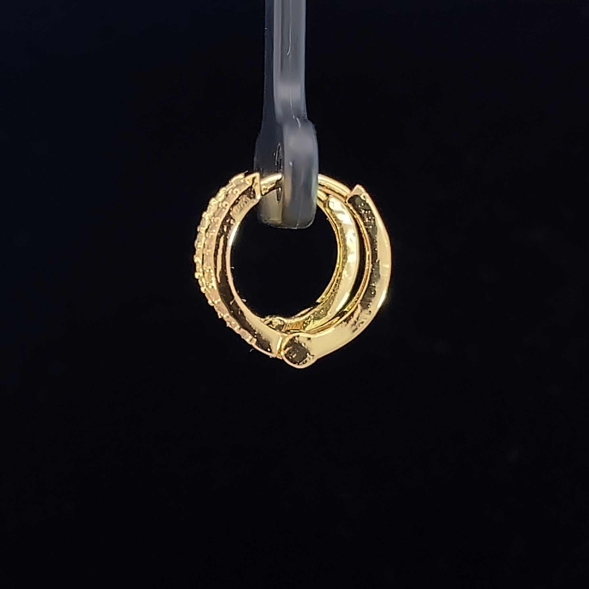 B1536-Bông tai khoen đính đá CZ bền màu cao cấp Women