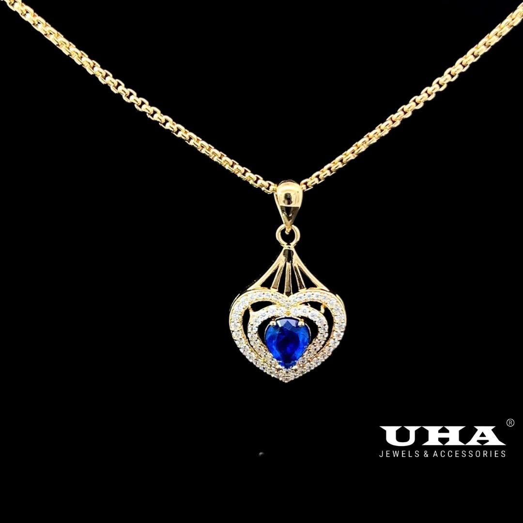 M1633 Mặt và dây chuyền đính đá CZ cao cấp thiết kế đá màu phong thủy sang trọng UHA